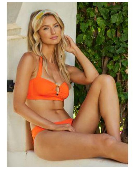 Becca Orange Baja Mar Bandeau Bikini Top Bottoms