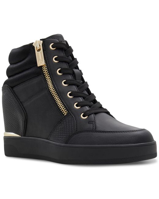 ALDO Ereliclya Laceup Zip Wedge Hightop Sneakers in Black Lyst