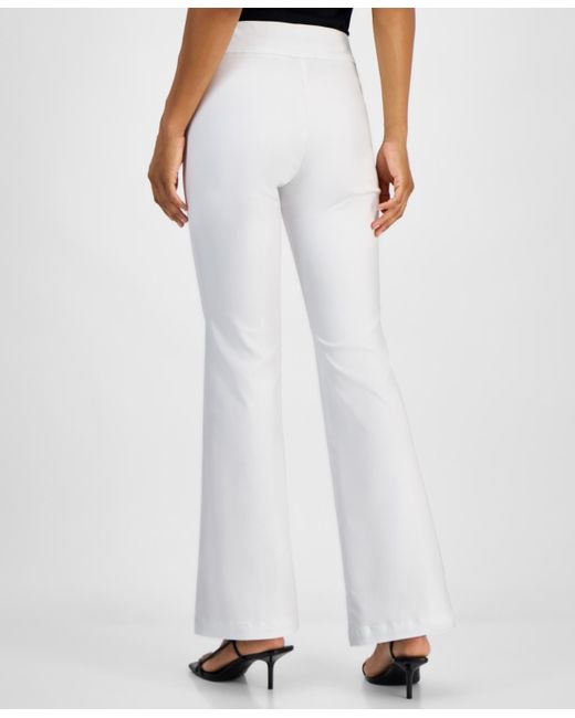 INC International Concepts White Flared-leg Pull-on Pants