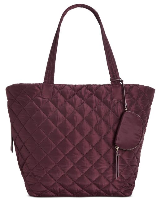 INC International Concepts Purple Nylon Breeah Extra Large Quilted Tote