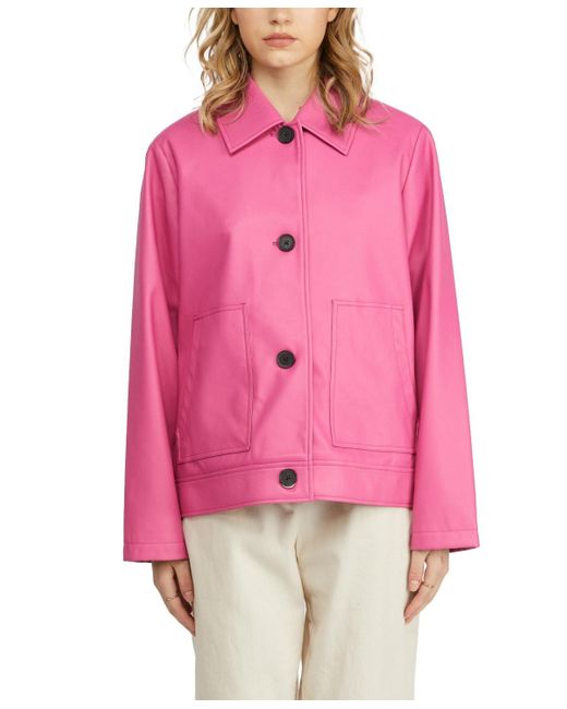NVLT Pink Faux Leather Button Opened Jacket