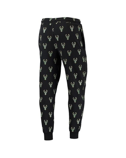 The Wild Collective Black Milwaukee Bucks Allover Logo jogger Pants for men