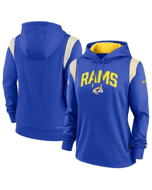 Nike Blue Los Angeles Rams Sideline Stack Performance Pullover Hoodie