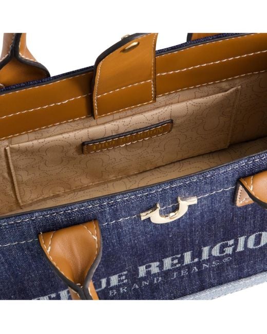 True Religion Blue Modern Edge Denim Tote