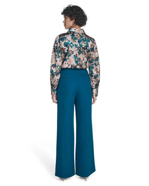 Calvin Klein Blue Petite Printed Long Sleeves Top