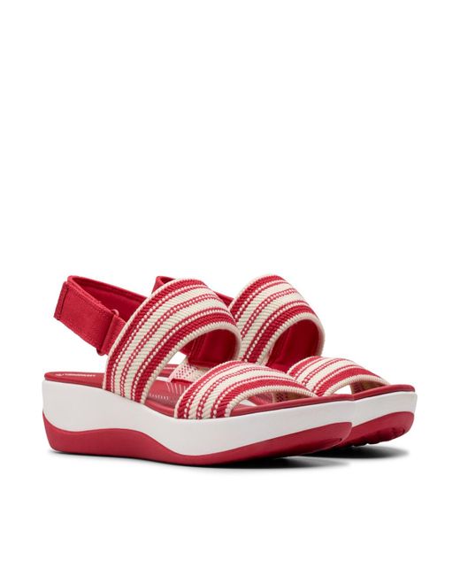 Clarks Red Cloudsteppers Arla Stroll Riptape Flat Sandals