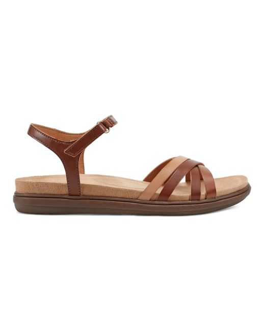 Easy Spirit Brown Dottle Ankle-strap Comfort Sandals