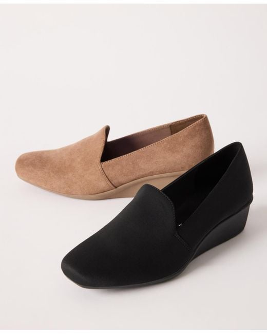 Anne Klein Black Wendell Slip On Wedge Loafers