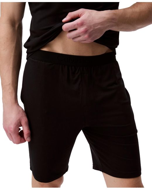 Calvin Klein Black Ultrasoft Stretch Sleep Shorts for men