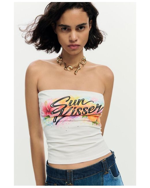 Desigual Black Strapless Top