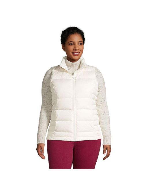 Lands' End Plus Size Down Puffer Vest in White | Lyst