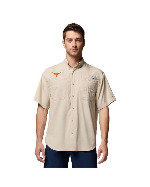 Columbia Natural Texas Longhorns Tamiami Omni-shade Button-down Shirt for men