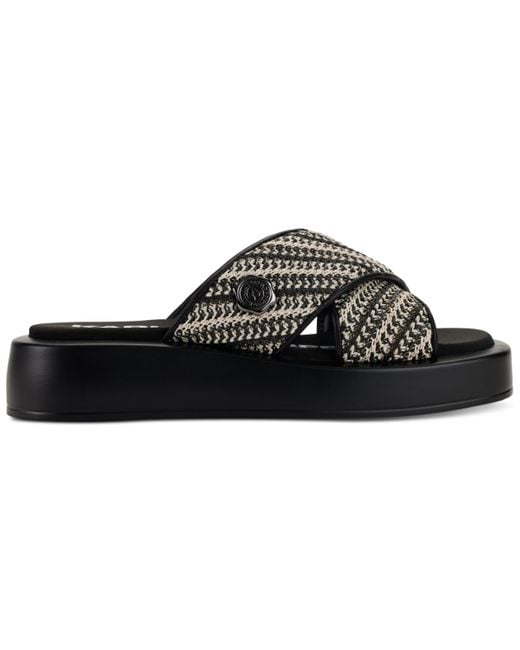 Karl Lagerfeld Black Ophelia Woven Slip-on Platform Sandals
