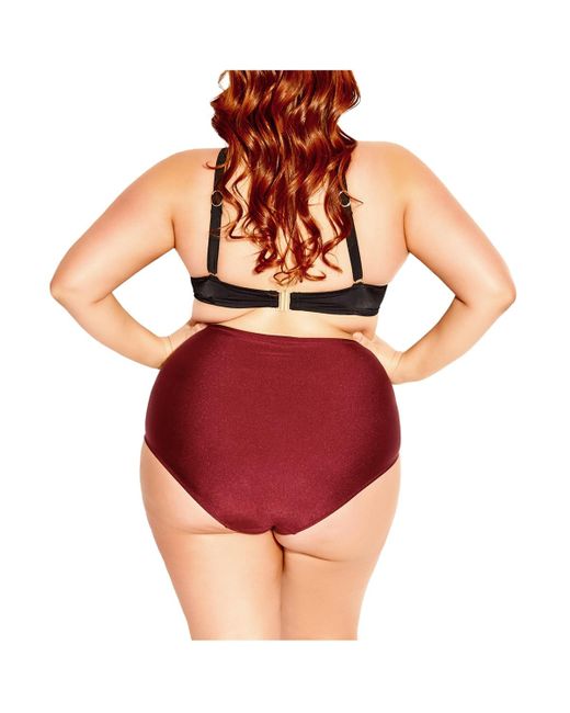 City Chic Red Plus Size Azores Bikini Brief Bottom