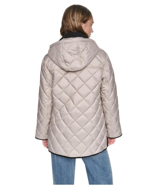 DKNY Natural Quilted Barn Coat