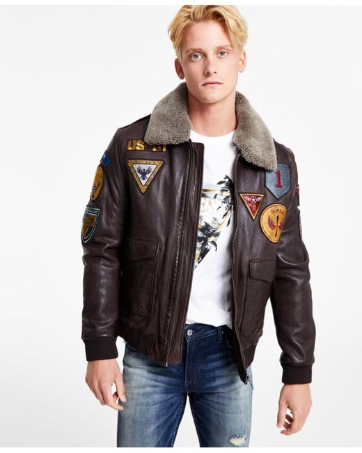 G by guess men's leather jacket cheap