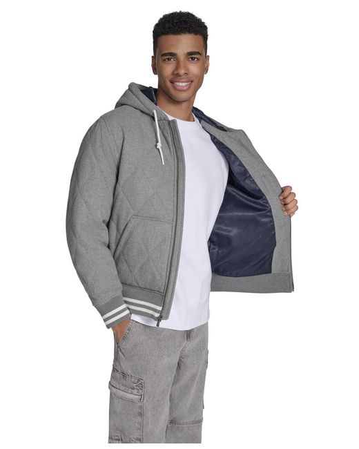 Champion Gray Wool Blend Quilted Jacket for men