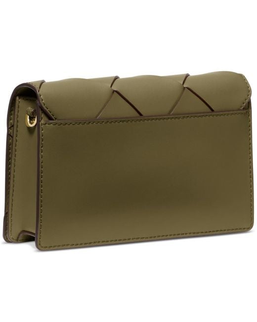 Michael Kors Green Michael Jet Set Small Flap Chain Leather Crossbody