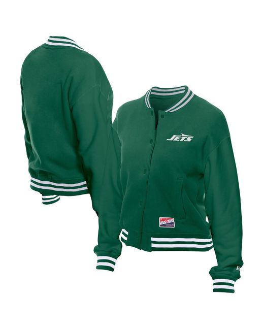 KTZ Green New York Jets Throwback Fleece Full-snap Jacket