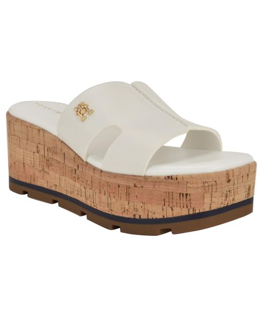 Tommy Hilfiger White Heliena Platform Wedge Sandals