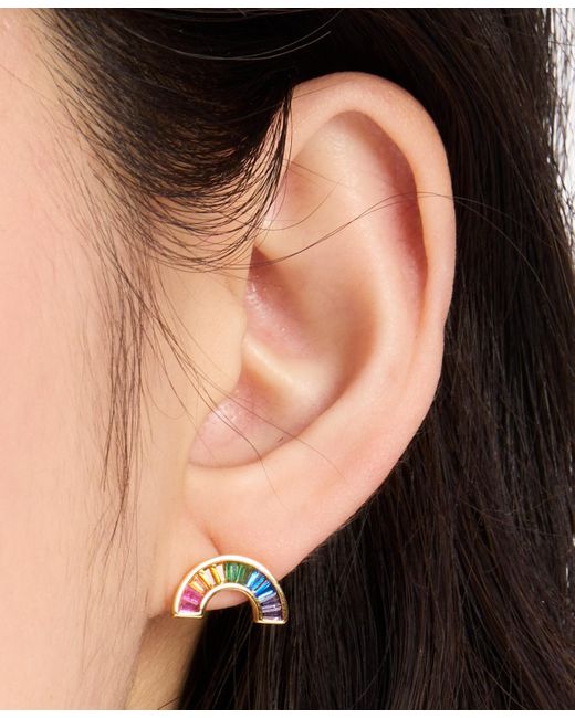 Kate Spade Blue Gold-tone Color Crystal Rainbow Stud Earrings