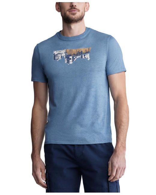 Buffalo David Bitton Blue Tobras Abstract Graphic T-shirt for men