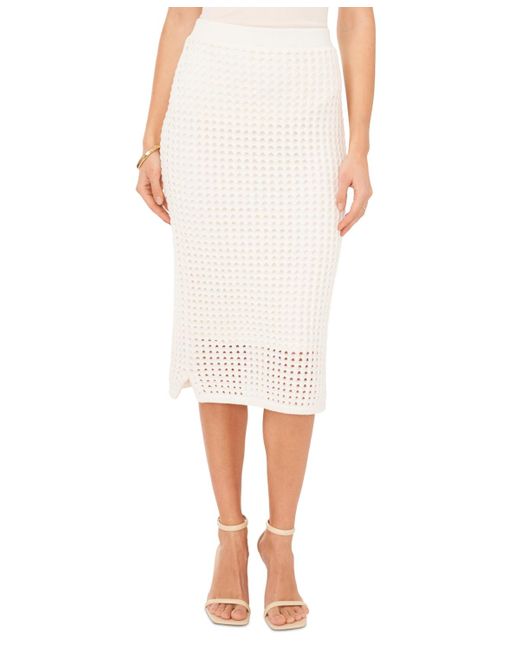 Vince Camuto White Textured Mesh Pull-on Skirt