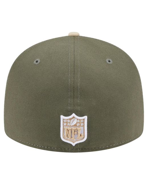 KTZ Natural Light Beige/olive Detroit Lions Two-tone Color Pack Split Panel 59fifty Fitted Hat for men