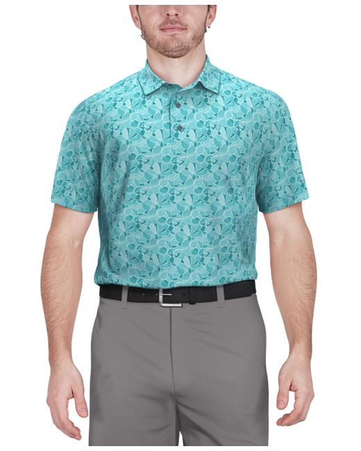 PGA TOUR Blue Stretch Moisture-wicking Floral Golf Polo Shirt for men