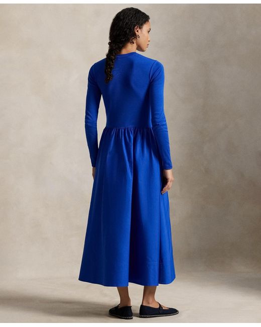 Polo Ralph Lauren Cotton Long-sleeve Dress in Blue | Lyst Polo Ralph Lauren Cotton Long-sleeve Dress in Blue | Lyst