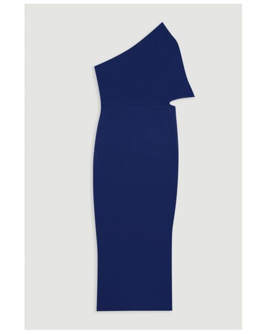Karen Millen Blue Knitted One Shoulder Dress