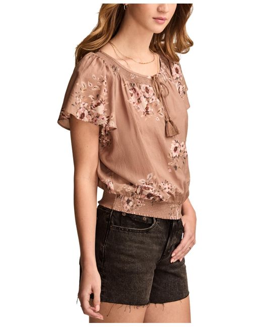 Lucky Brand Black Flutter-sleeve Tie-front Top