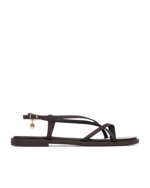 Xti Brown Flat Strappy Sandals