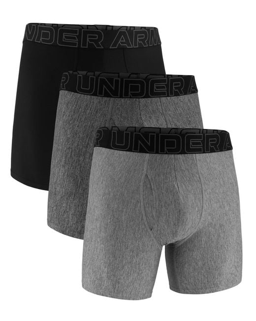 Under Armour Black 3-pack Performance Tech Solid 6" Boxer Briefs for men