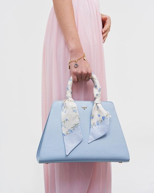 Fable England Blue Heritage Structured Medium Tote Bag