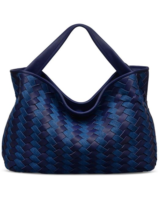 Radley Blue Devonshire Row Denim Large Open Top Grab Bag