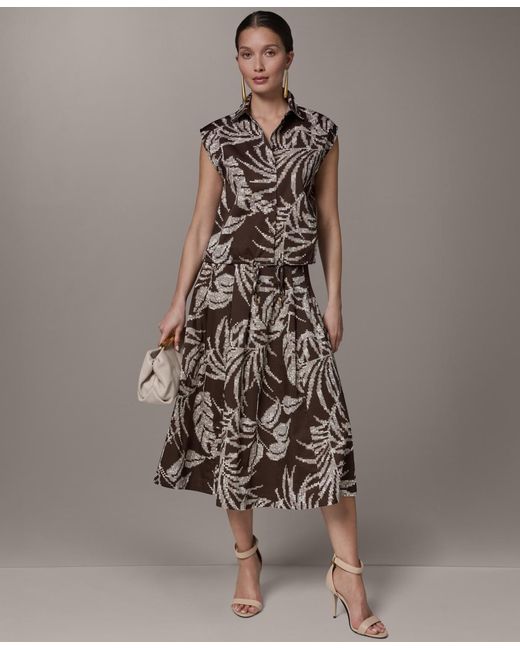 Donna Karan Brown Collared Neck Top