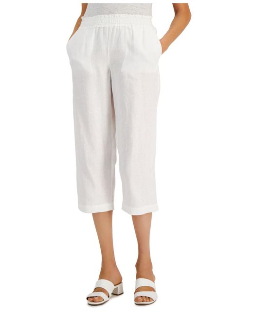 Charter Club Petite Linen Cropped Pants, Created For Macy's in Bright ...