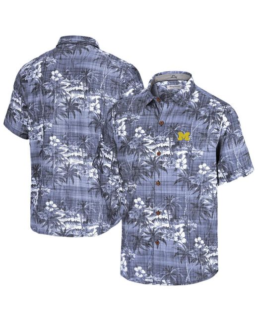 Tommy Bahama Blue Michigan Wolverines Coconut Point Palmetta Islandzone Camp Button-up Shirt for men