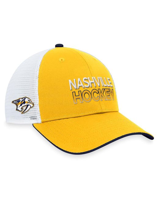 Fanatics Yellow Nashville Predators Authentic Pro Rink Trucker Adjustable Hat for men