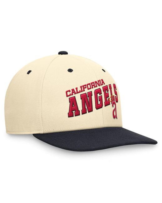 Nike Pink Cream/navy California Angels Rewind Cooperstown Collection Performance Snapback Hat for men
