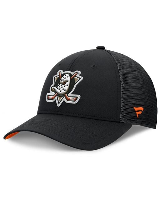 Fanatics Black Anaheim Ducks Authentic Pro Home Ice Trucker Adjustable Hat for men
