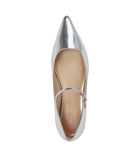 Marc Fisher White Trella Pointy Toe Mary Jane Flats