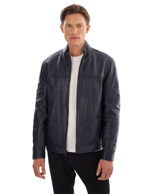 Regency Leathers Blue Adrian Leather Jacket for men