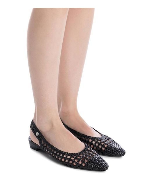 Xti Black Slingback Flats