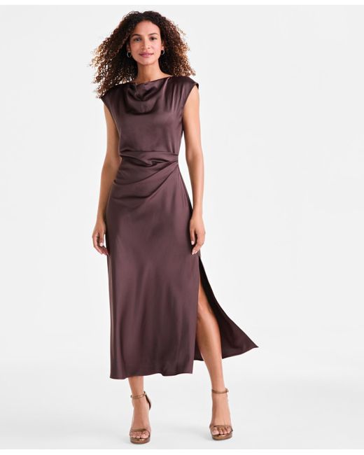 Sam Edelman Cap-sleeve Side-slit Midi Dress in Purple | Lyst