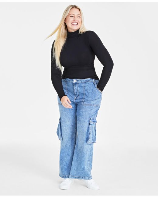 On 34th Blue Modal Long Sleeve Turtleneck