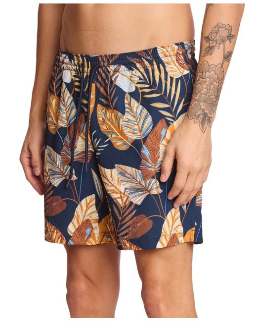 Paisley & Gray Blue Gilligan Regular-fit Abstract Floral 6" Swim Trunks for men