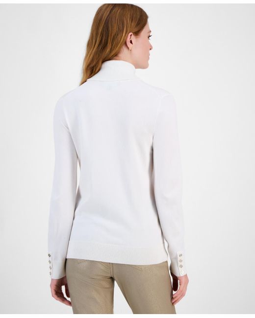 Tommy Hilfiger White Cotton Turtleneck Sweater