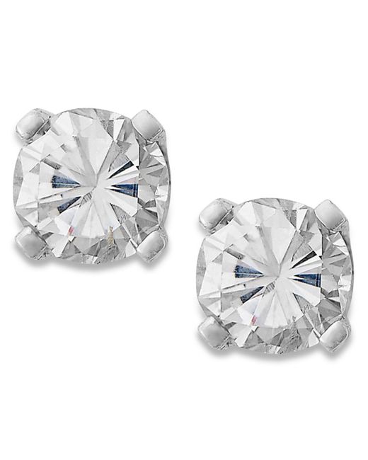 Macy's Metallic Round-cut Diamond Stud Earrings In 10k White Gold (1/4 Ct. T.w.)
